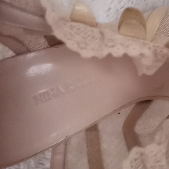 Nina Ricci Rare Italian Leather and Mesh w Ruffled Lace Victorian Button… - Picture 12 of 13